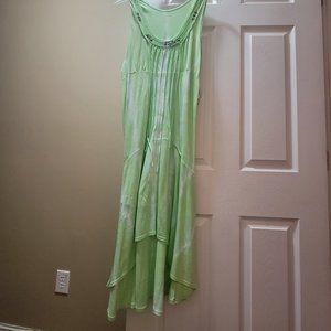 RXB Women's Sz XL Dress Sleeveless 3/4 Length Casual Tie Dye Lime Green beach